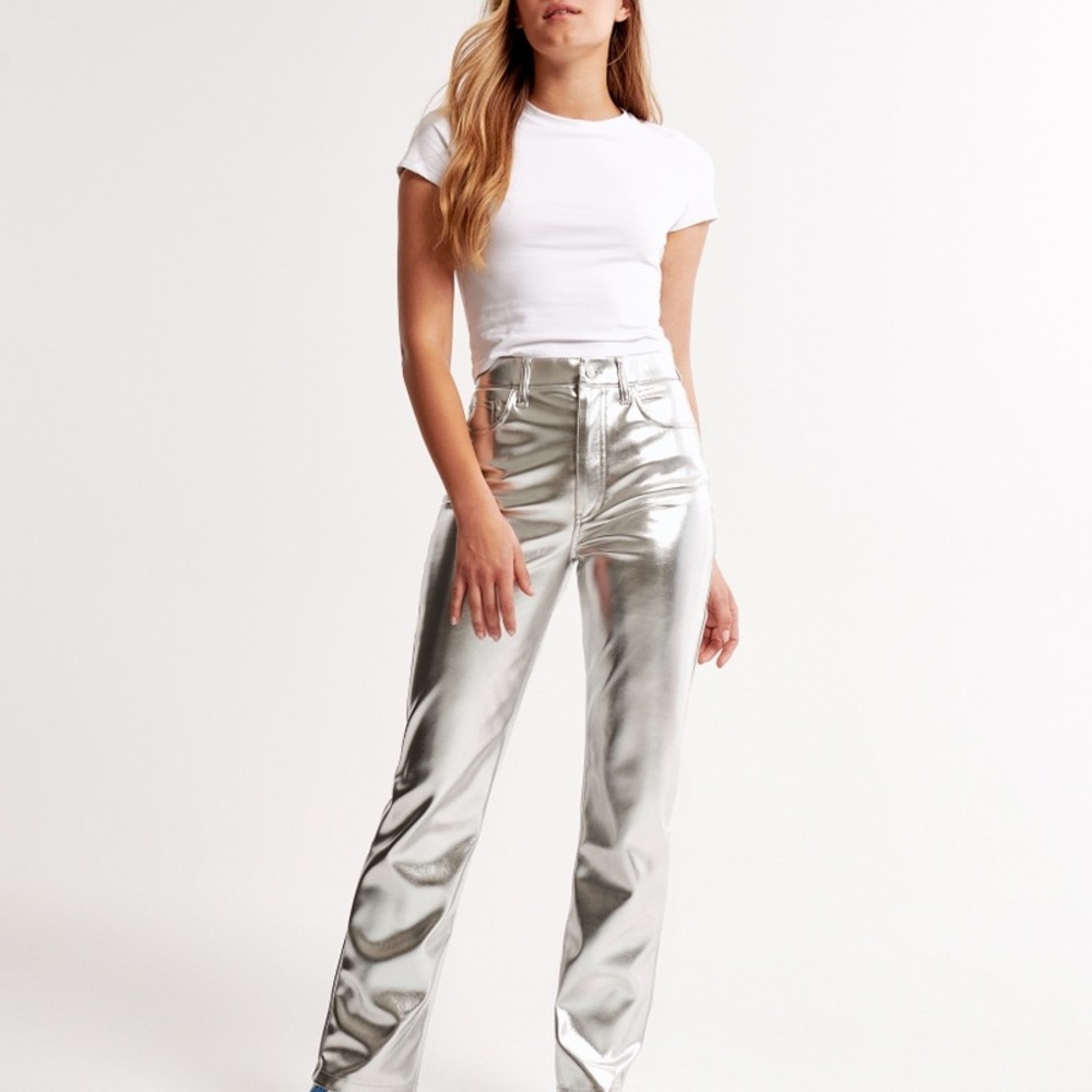 Silver Metallic Pants